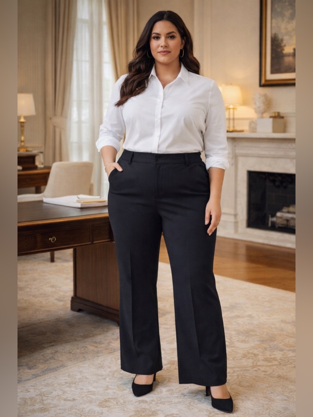 Lane Bryant Black High Rise Bootcut Pants Size 22 Sexy Stretch Career Workwear